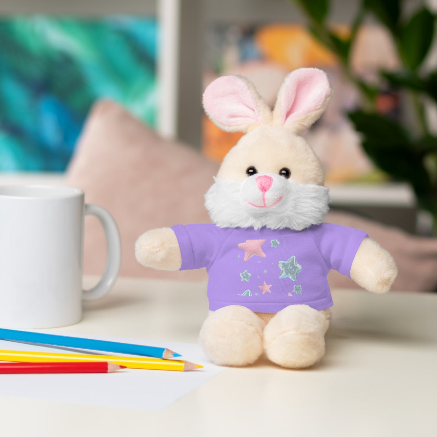 Adorable Stuffed Bear with Tee, Cute Gift for Kids, Soft Plush Toy for Birthdays, Nursery Decor, Cuddle Buddies