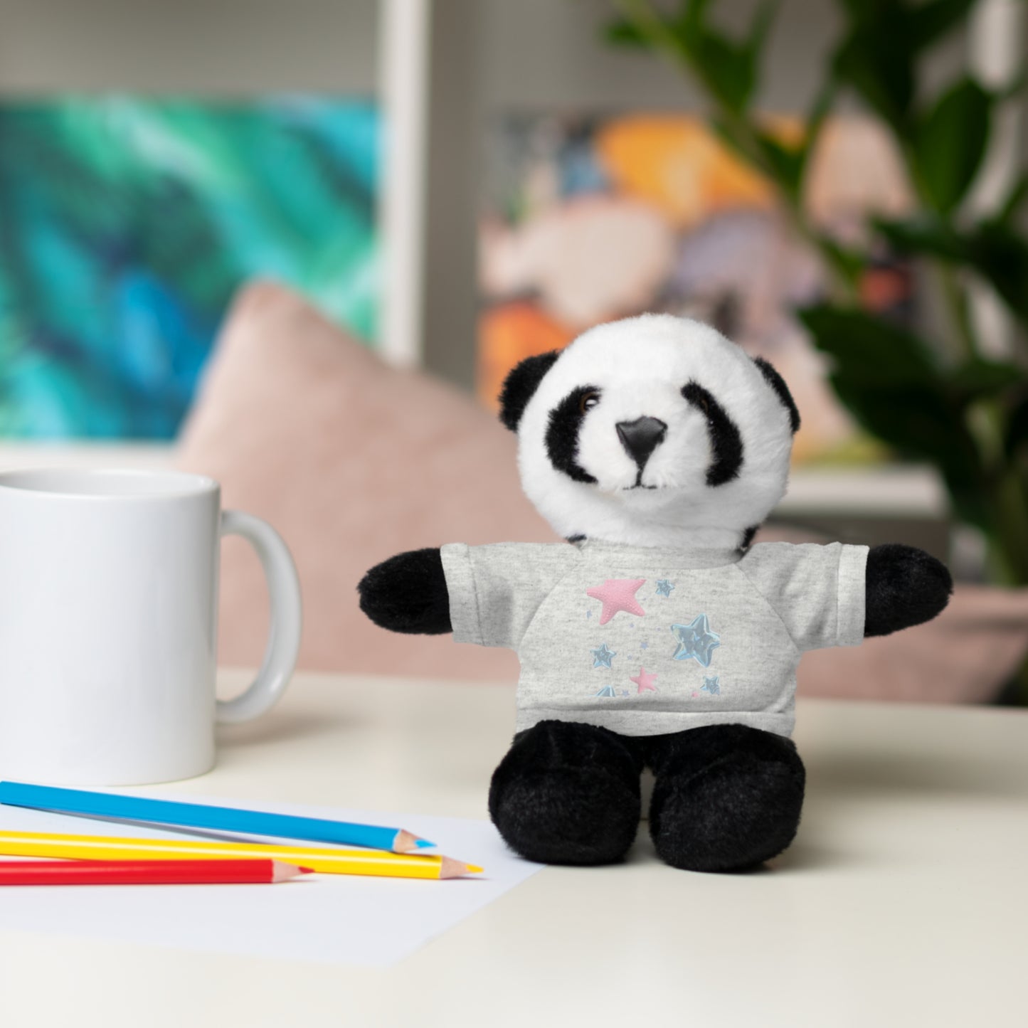Adorable Stuffed Bear with Tee, Cute Gift for Kids, Soft Plush Toy for Birthdays, Nursery Decor, Cuddle Buddies