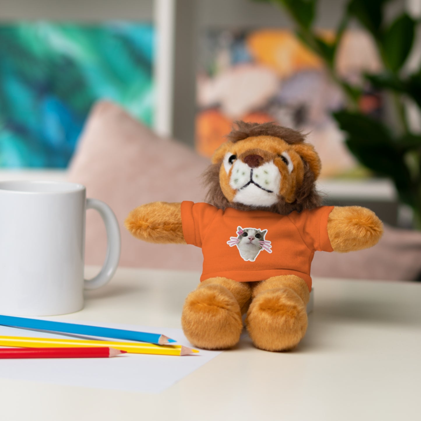 Adorable Stuffed Animal with T-Shirt, Cute Plush Toy, Gift for Kids, Personalized Teddy Bear, Birthday, Holiday Gift