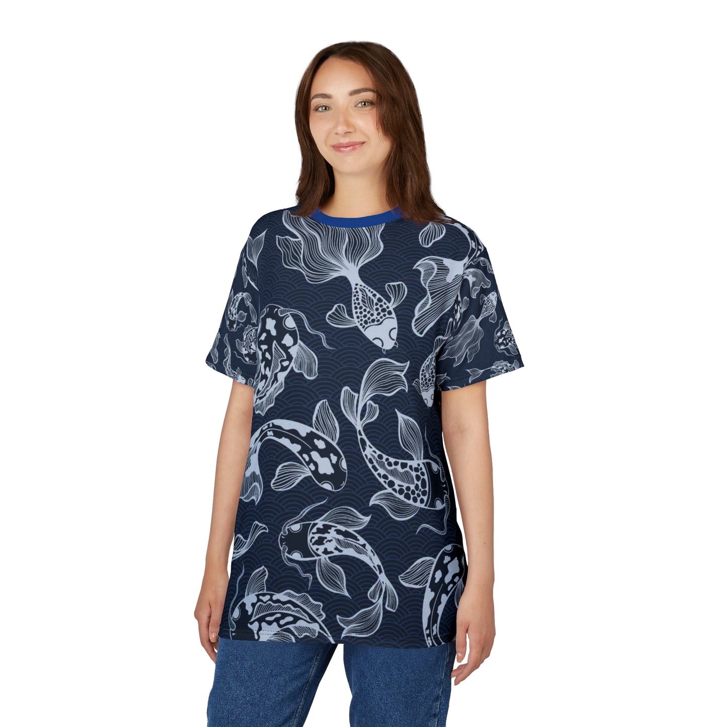 Nautical Koi Fish Tee Scandinavian - Unisex Cut & Sew T-Shirt, Casual Wear, Summer Fashion, Beach Style, Gift for Him/Her