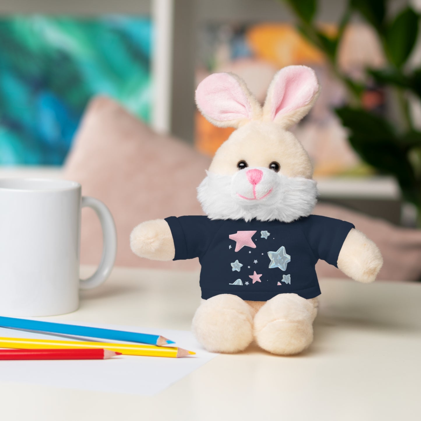 Adorable Stuffed Bear with Tee, Cute Gift for Kids, Soft Plush Toy for Birthdays, Nursery Decor, Cuddle Buddies