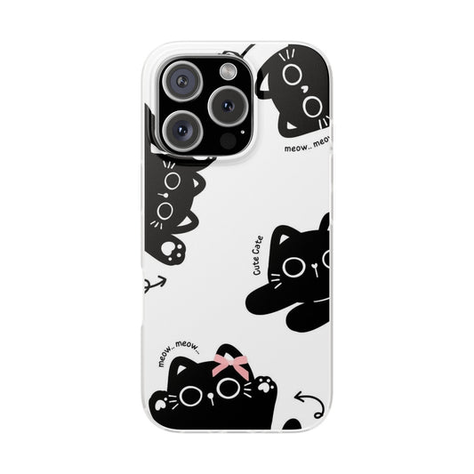 Cute Black Cat Theme Phone Cases, Cat Lover Accessory, Pet Enthusiast Gift, Fun and Playful Design, Animal Lover Phone Cover