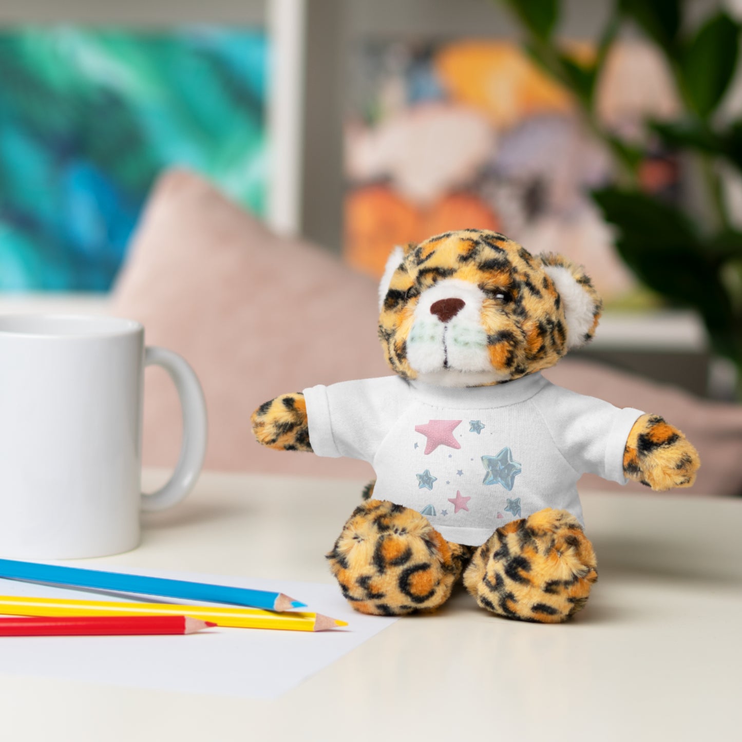 Adorable Stuffed Bear with Tee, Cute Gift for Kids, Soft Plush Toy for Birthdays, Nursery Decor, Cuddle Buddies