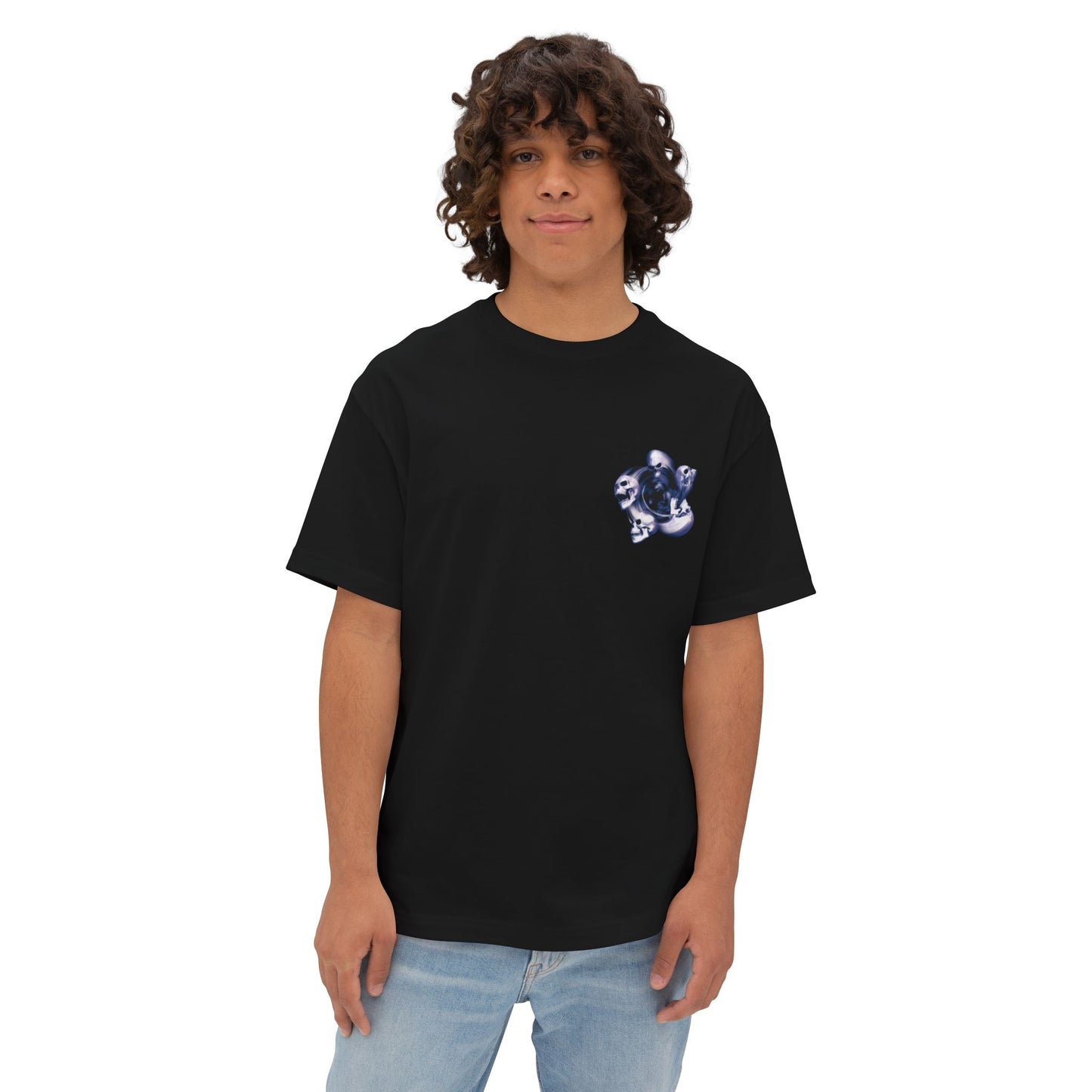 Edgy Men Oversized Tee with Skull Design, Perfect for Casual Wear, Alternative Fashion, Gift for Halloween, Band Merch