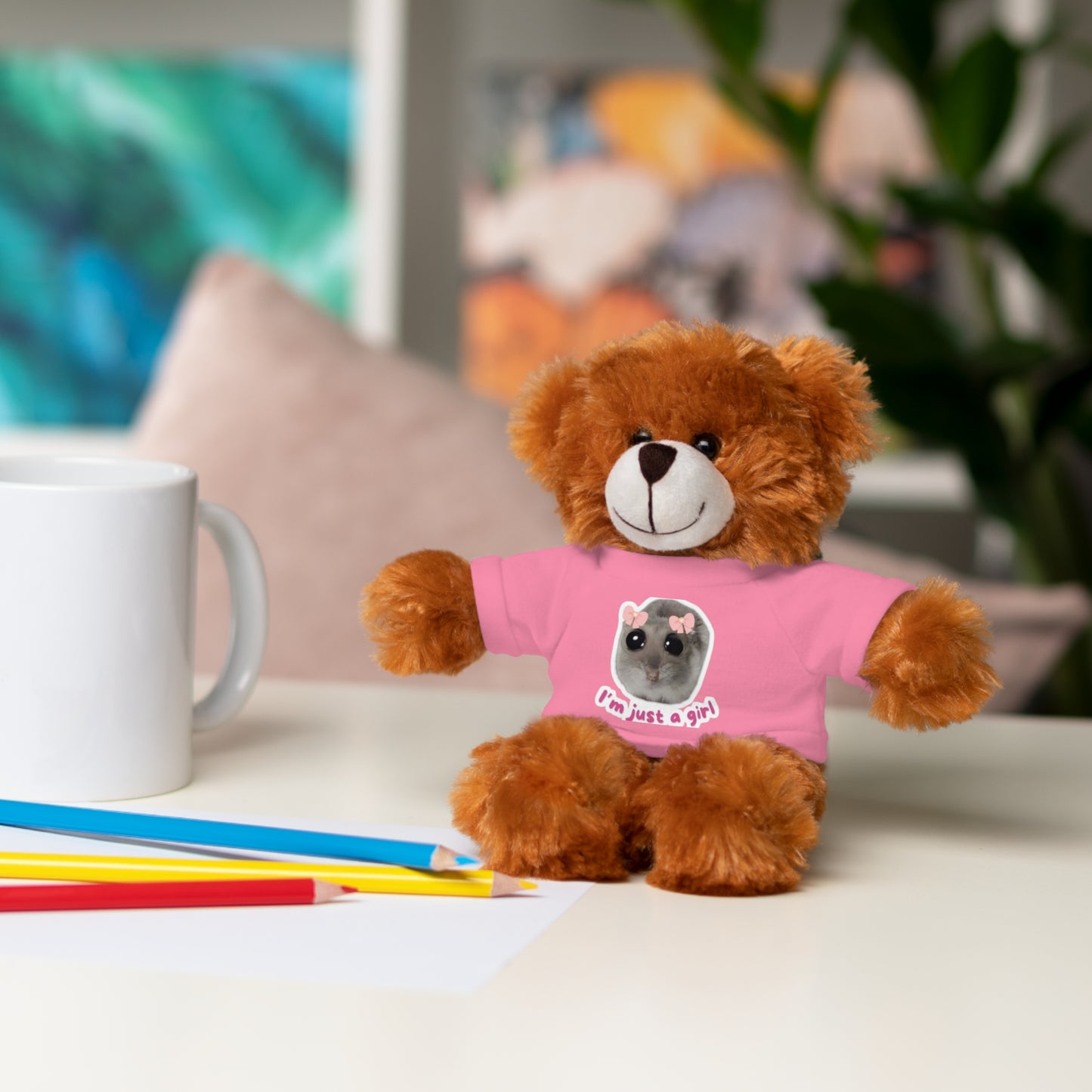 Adorable Stuffed Animal with T-Shirt, Cute Gifts for Kids, Birthday Present, Plush Toy for Girls and Boys, Collectible Teddy Bear