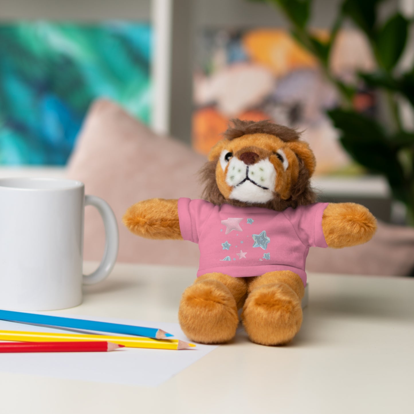 Adorable Stuffed Bear with Tee, Cute Gift for Kids, Soft Plush Toy for Birthdays, Nursery Decor, Cuddle Buddies