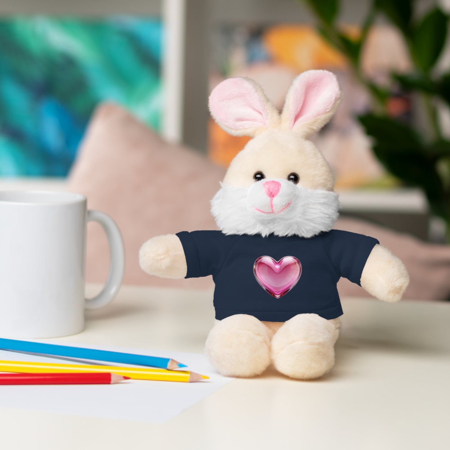 Adorable Stuffed Animal with Heart Tee, Perfect Gift for Kids, Birthdays, Baby Showers, or Just Because