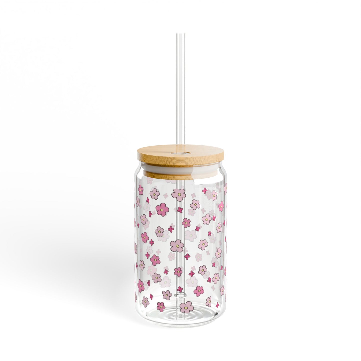 Floral Sipper Glass, 16oz - Perfect for Summer Picnics, Eco-Friendly Drinkware, Gift for Her, Wedding Favors, Hydration Essentials