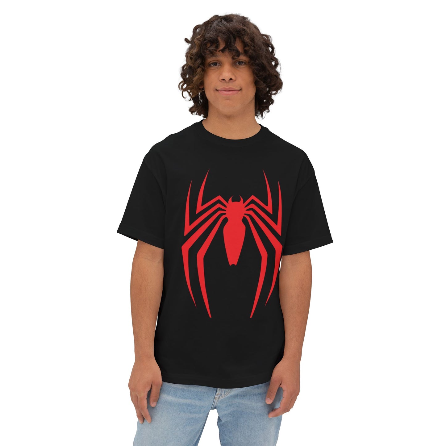 Spider Web Graphic Unisex Oversized Tee, Perfect for Comic Fans, Casual Wear, Gift for Gamers, Halloween Costume, Street Style