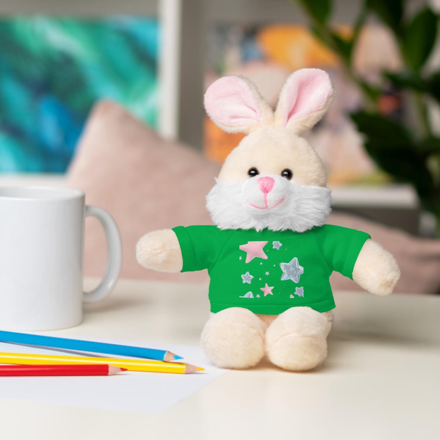 Adorable Stuffed Bear with Tee, Cute Gift for Kids, Soft Plush Toy for Birthdays, Nursery Decor, Cuddle Buddies