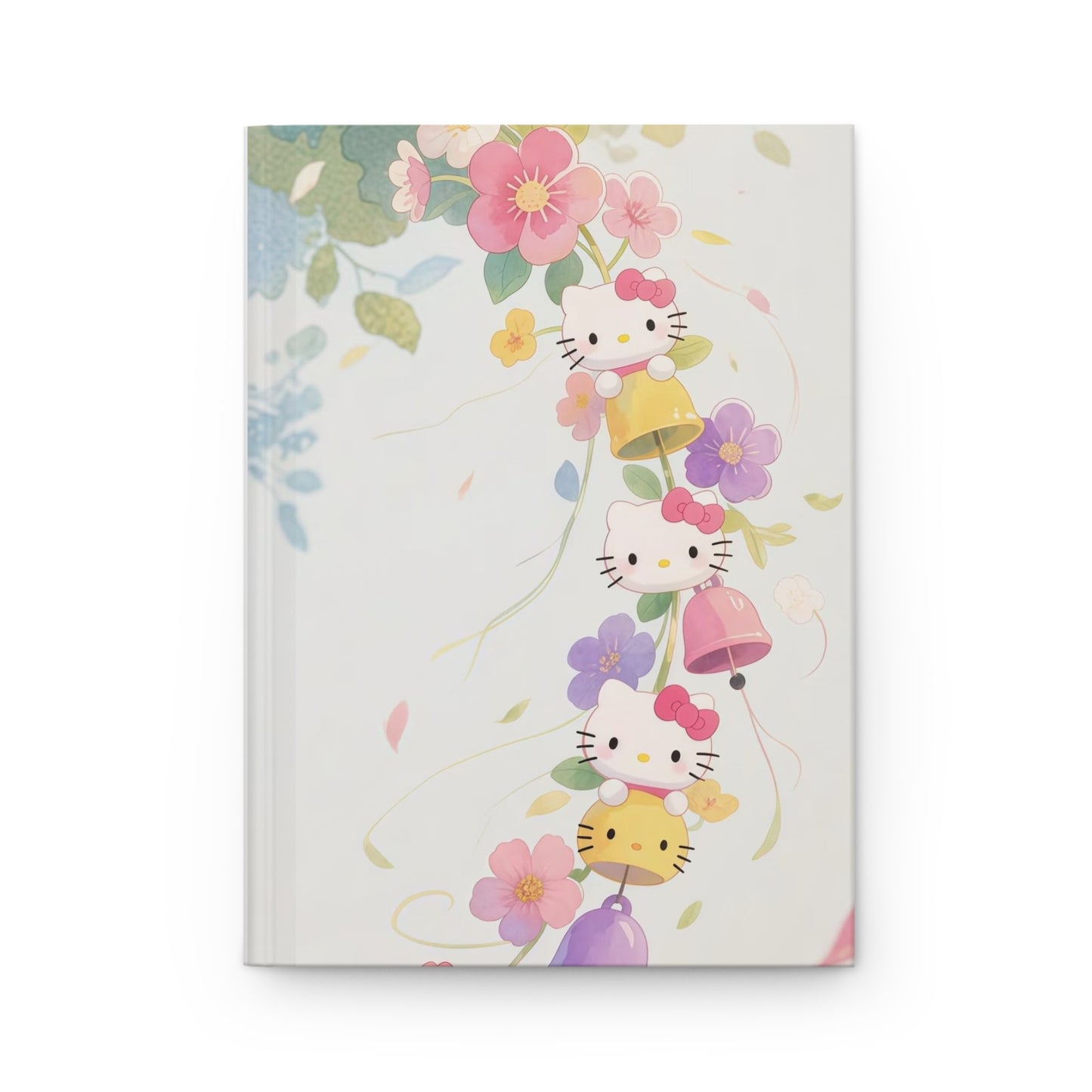 Whimsical Floral Hardcover Journal, Cute Hello Kitty Notebook, Ideal for Students, Gifts, Journaling, Scrapbooking