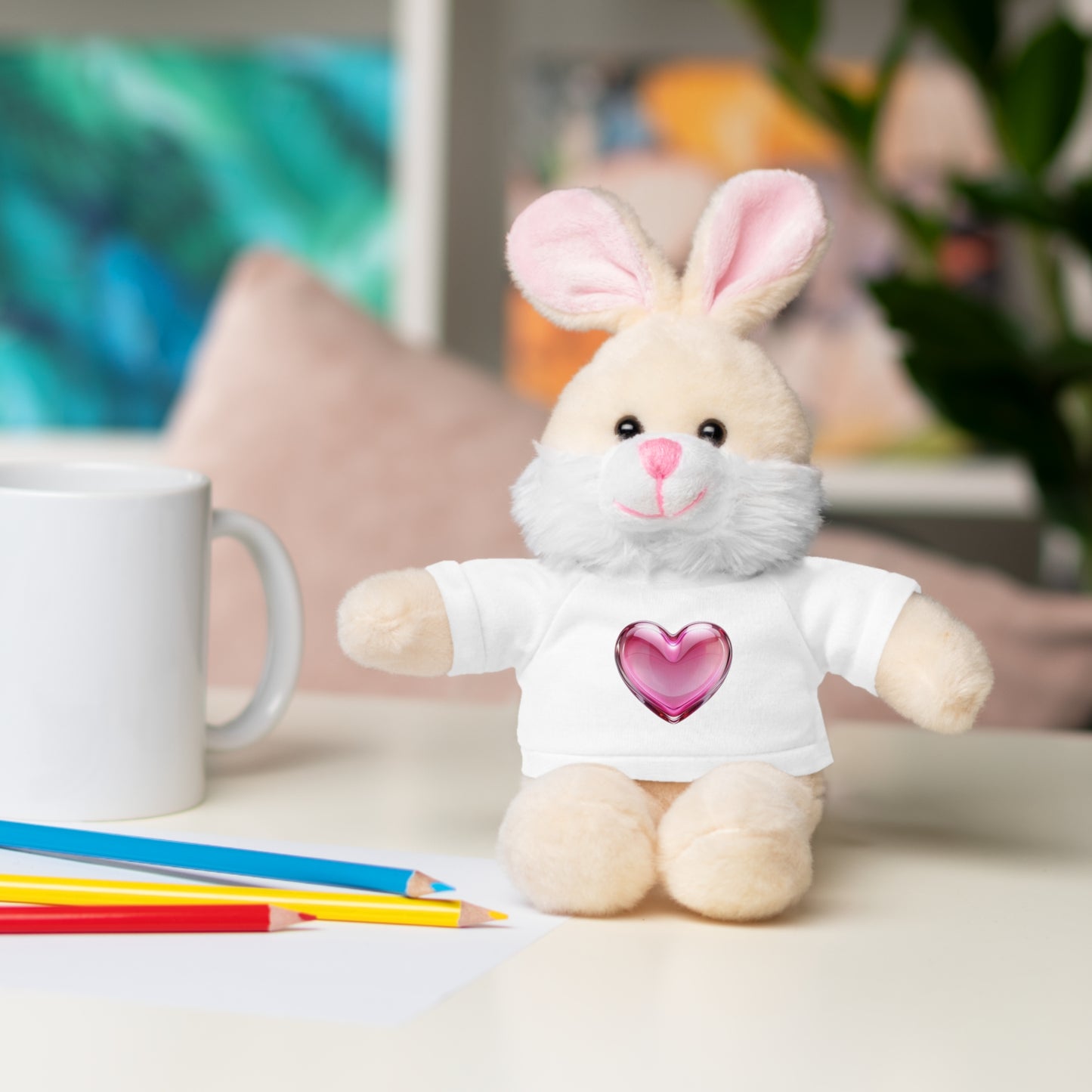 Adorable Stuffed Animal with Heart Tee, Perfect Gift for Kids, Birthdays, Baby Showers, or Just Because