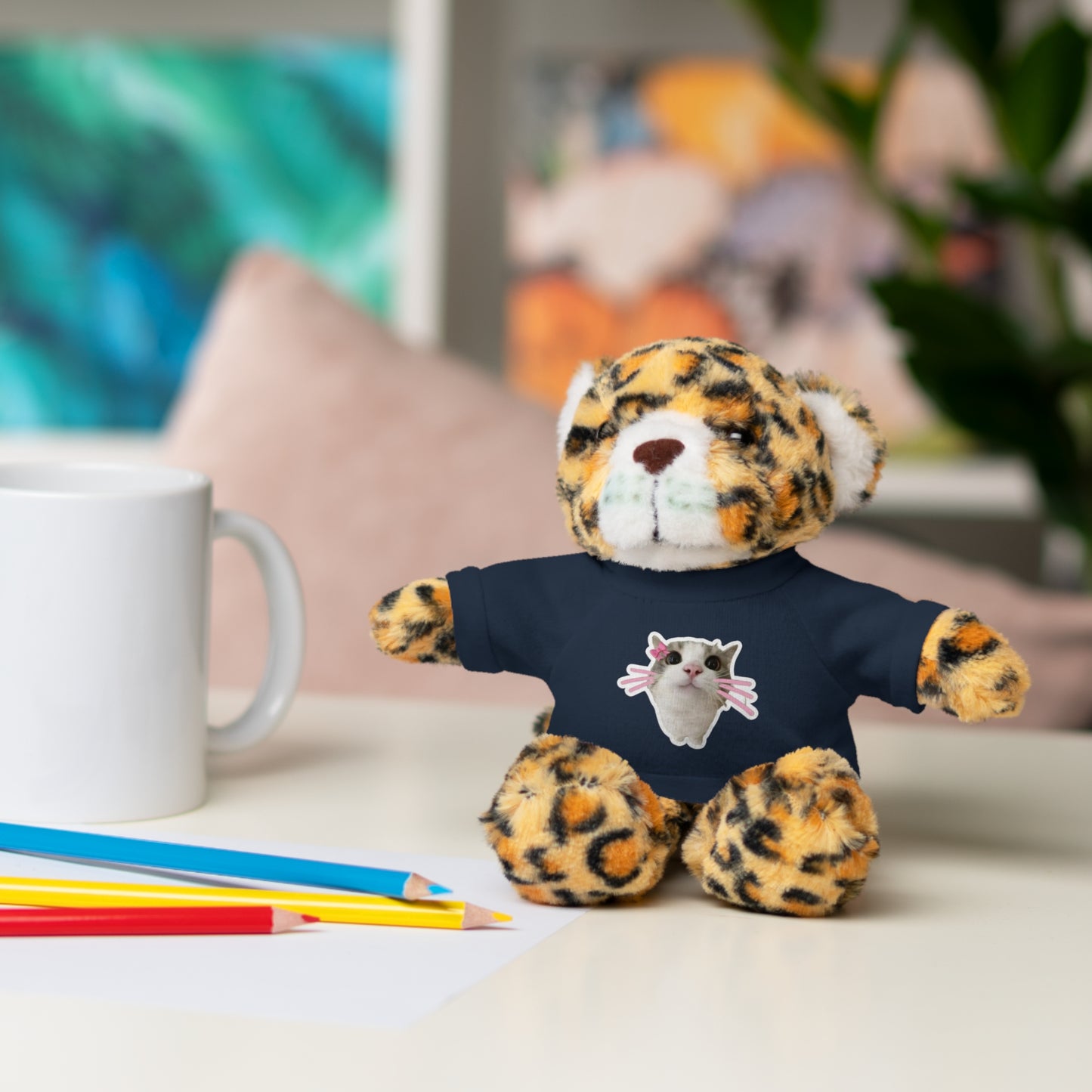 Adorable Stuffed Animal with T-Shirt, Cute Plush Toy, Gift for Kids, Personalized Teddy Bear, Birthday, Holiday Gift