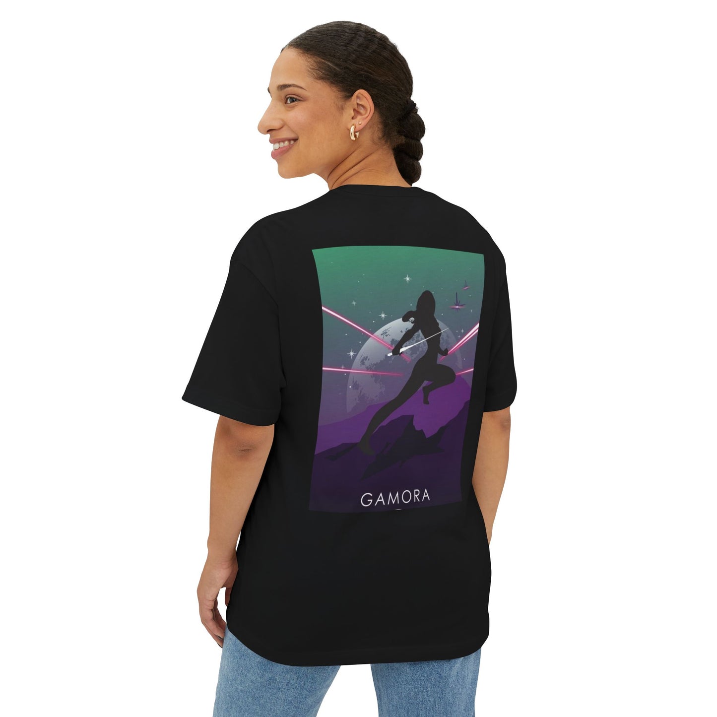 Marvel Gamora Oversized Boxy Tee - Unisex Graphic T-Shirt, Hero-Inspired Apparel, Gift for Fans, Superhero Merchandise, Casual or Comic Con Wear