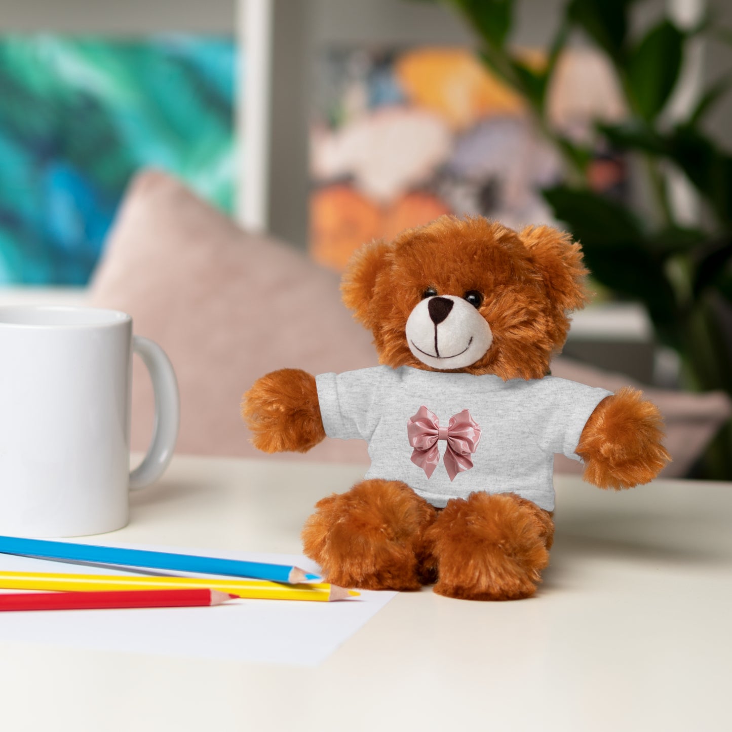 Adorable Customizable Stuffed Animal with Tee, Perfect Gift for Kids, Plush Toy for Birthdays, Baby Shower, Holiday Present, Cuddly Friend