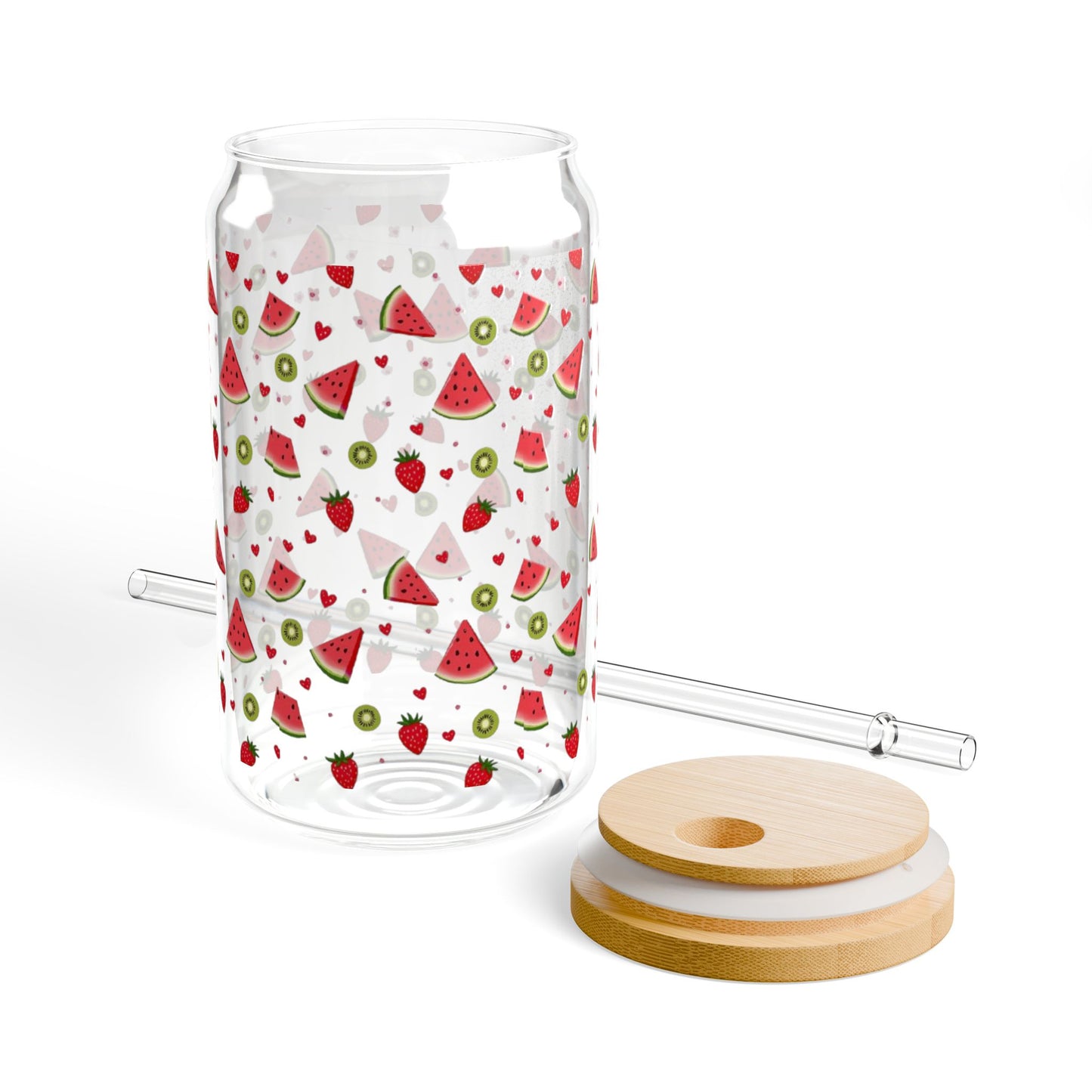 Watermelon And Kiwis Sipper Glass, 16oz