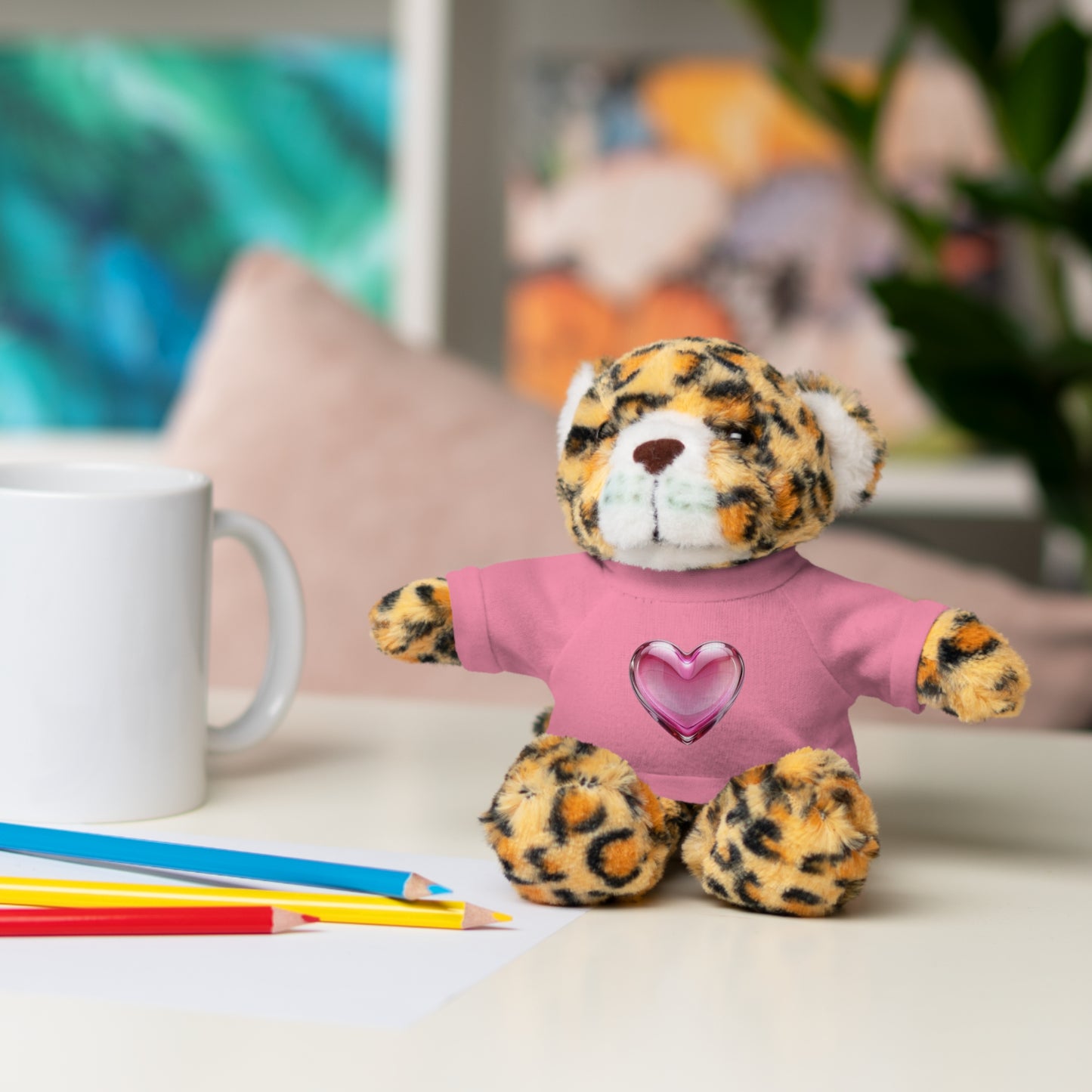 Adorable Stuffed Animal with Heart Tee, Perfect Gift for Kids, Birthdays, Baby Showers, or Just Because