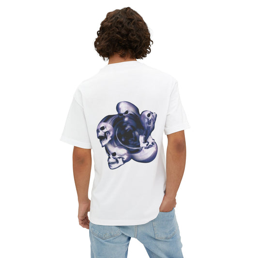 Edgy Men Oversized Tee with Skull Design, Perfect for Casual Wear, Alternative Fashion, Gift for Halloween, Band Merch