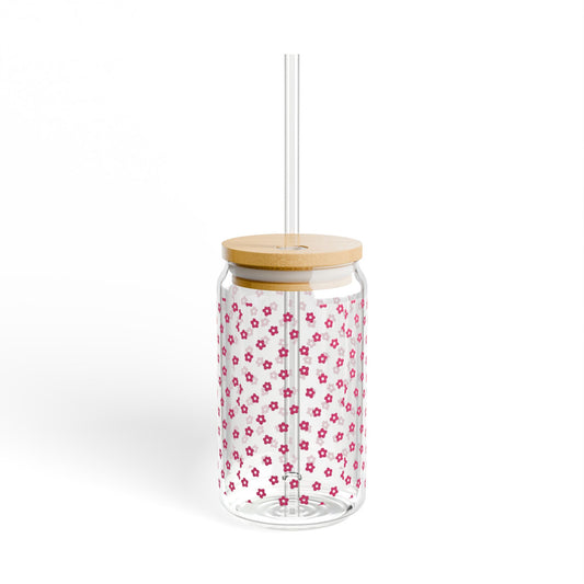 Floral Eco-Friendly Sipper Glass, 16oz - Perfect for Summer BBQs, Outdoor Parties, Birthdays, Sustainable Gift, Reusable Drinkware