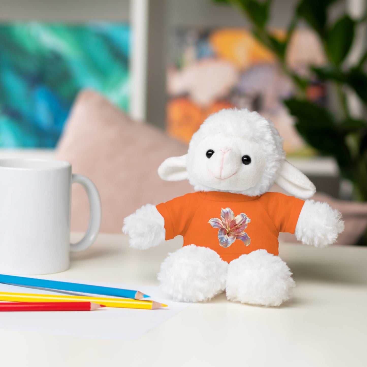 Cute Stuffed Animal Tee with tropical flower