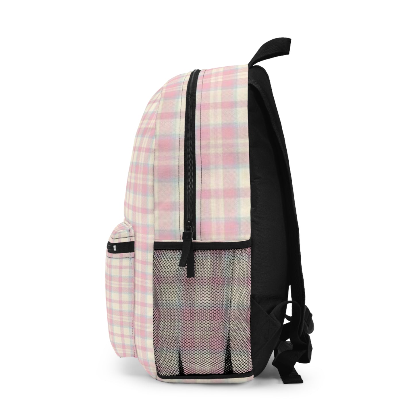 Chic Pink Plaid Backpack for Students, Trendy School Bag, Casual Daypack, Travel Backpack, Gift for Her