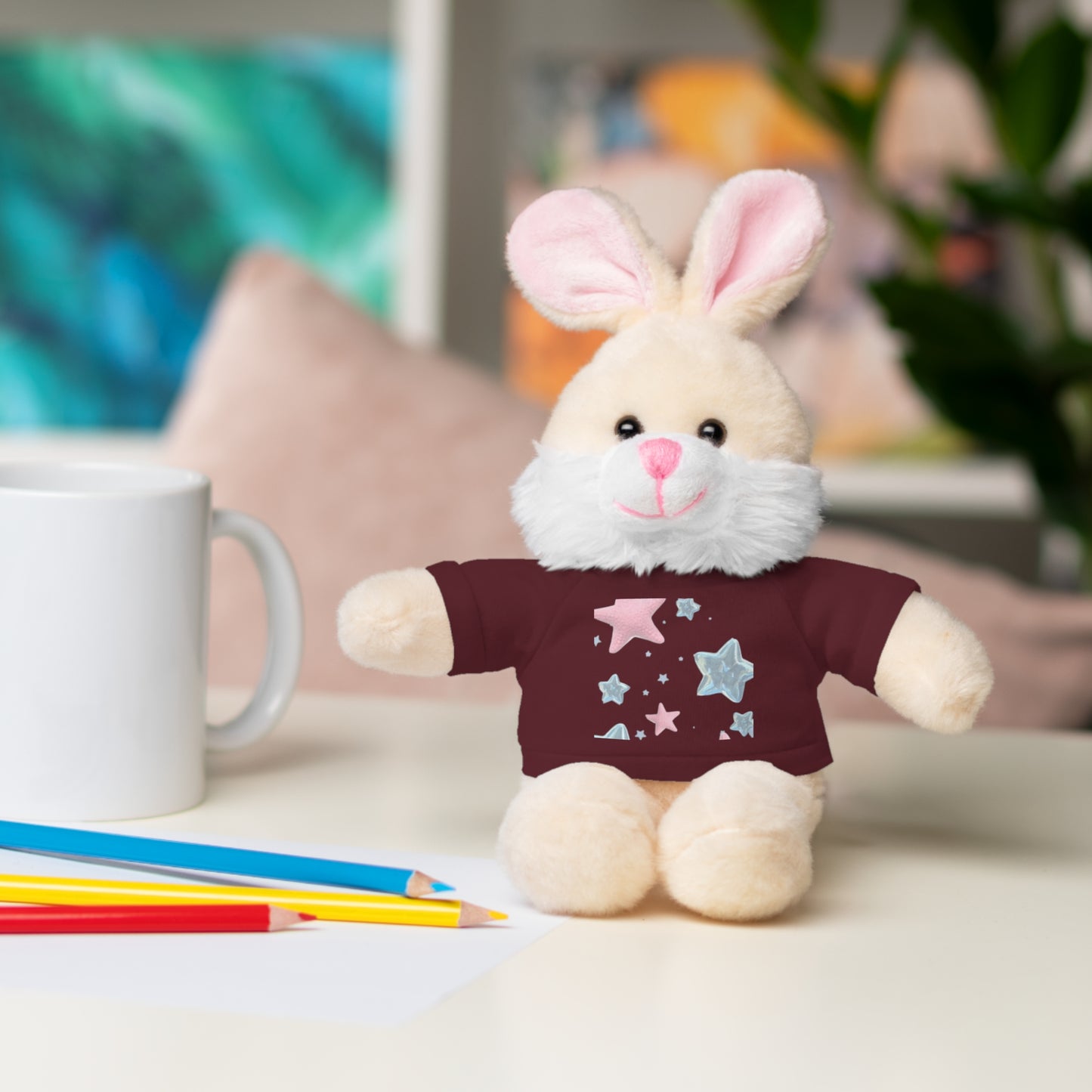 Adorable Stuffed Bear with Tee, Cute Gift for Kids, Soft Plush Toy for Birthdays, Nursery Decor, Cuddle Buddies