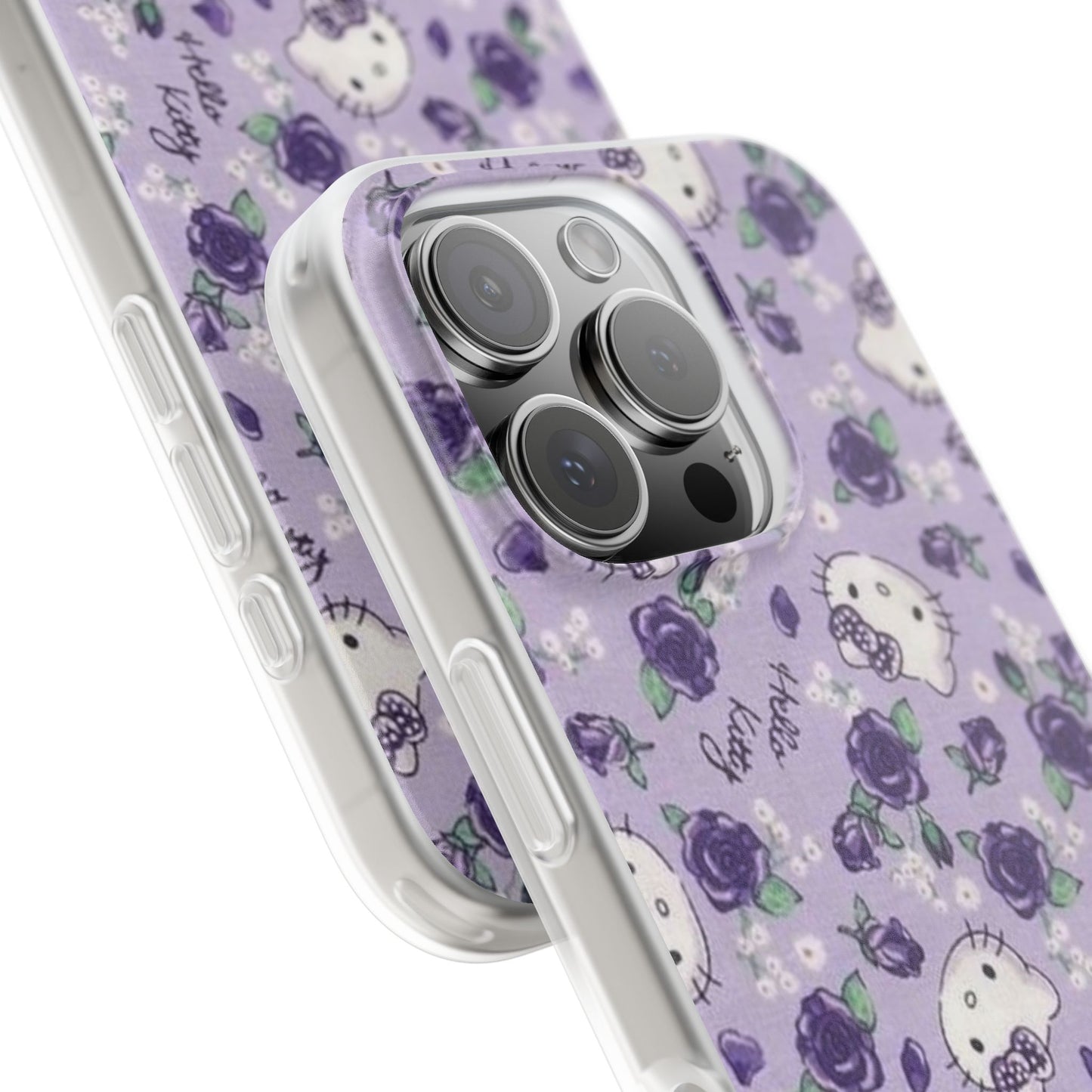 Cute Hello Kitty Purple Floral Phone Case, Kawaii Phone Cover, Flexible iPhone Sleeve, Girly Tech Accessories, Unique Gift Idea