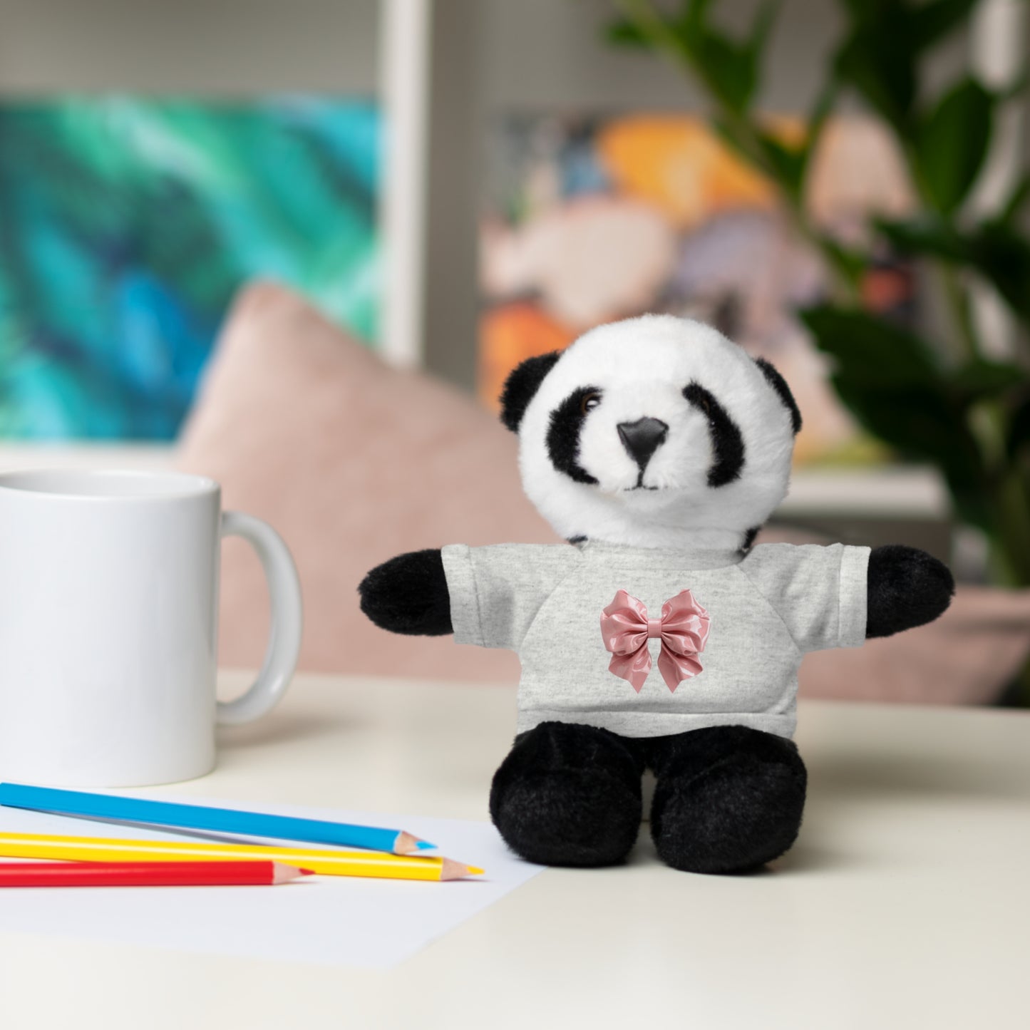 Adorable Customizable Stuffed Animal with Tee, Perfect Gift for Kids, Plush Toy for Birthdays, Baby Shower, Holiday Present, Cuddly Friend