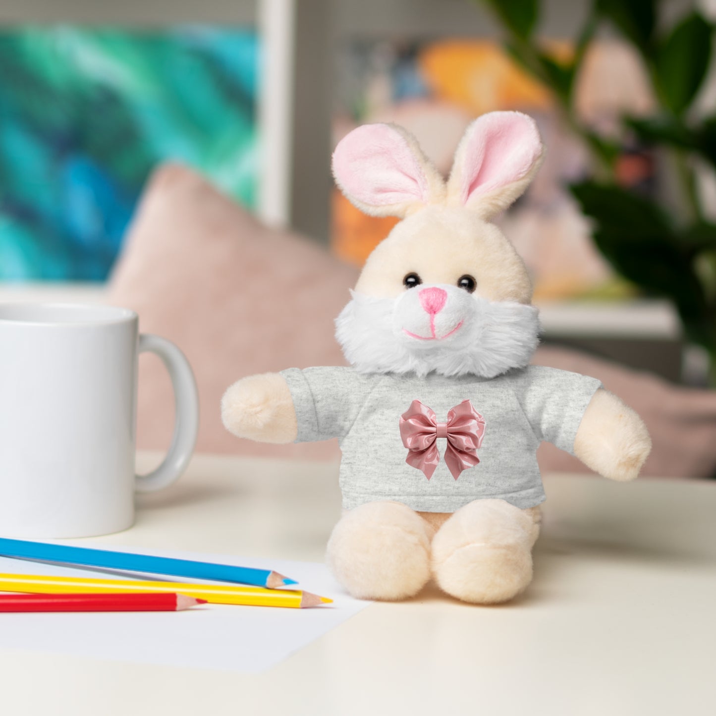 Adorable Customizable Stuffed Animal with Tee, Perfect Gift for Kids, Plush Toy for Birthdays, Baby Shower, Holiday Present, Cuddly Friend