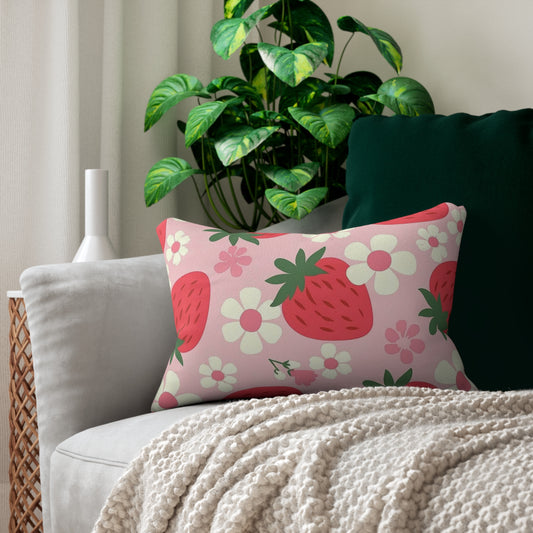 Strawberry Bloom Bedding Set – Pink Comforter with Red Strawberries & Flowers