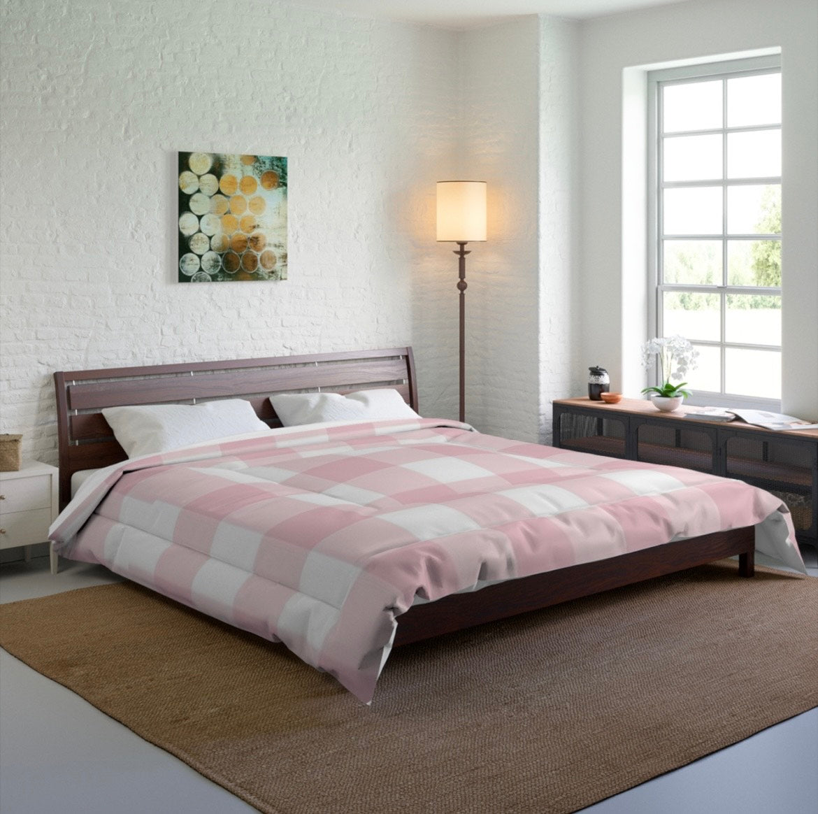 Pink & White Checkered Comfort Set