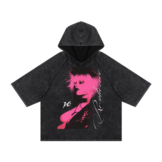 Snow Washed Hooded Boxy T-Shirt